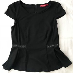ELLE Black Peplum Top Size S